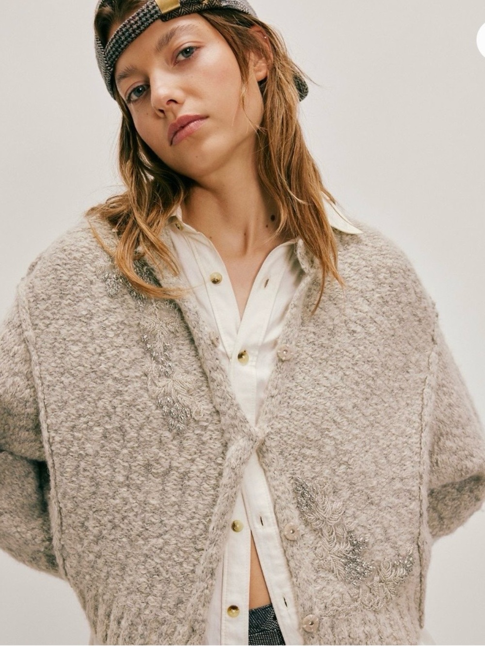 Free People FP One Aurora Embellished Beaded Cardi Cardigan Sweater XS $298, NWT
